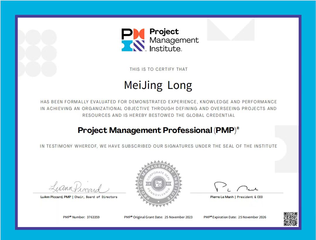 新葡的京集团350vip又一同事荣获PMP证书，助力提升项目